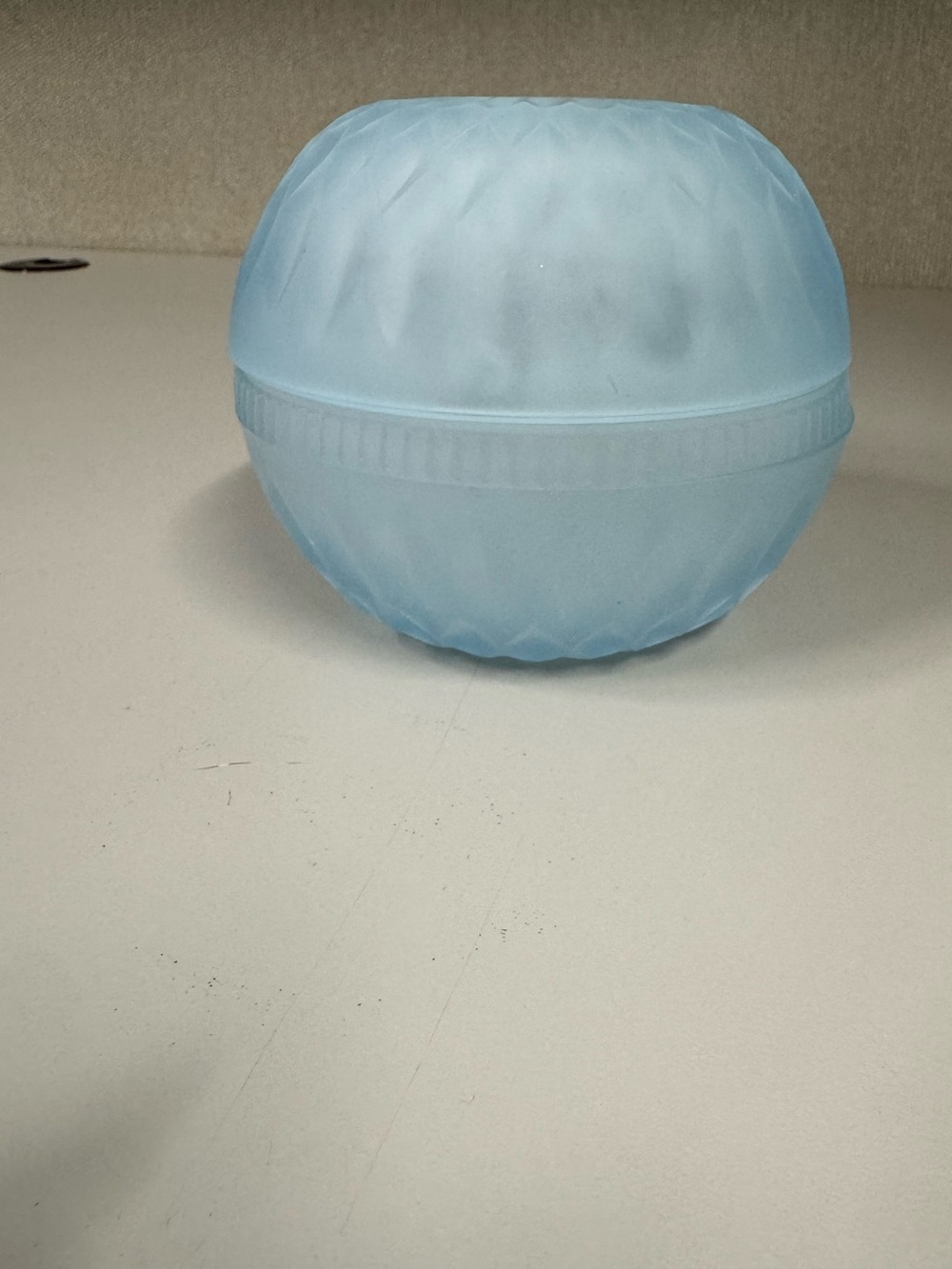 VTG Indiana Glass Frosted Light Blue Satin Diamond Point Fairy Lamp - Picture 5 of 11